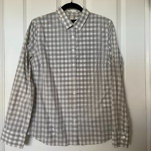 J. Crew Classic Fit Grey & White Gingham Shirt